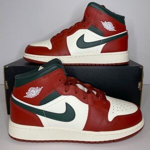 Jordan 1 Mid Redstone Midnight Green GS DQ8423-105 Size 8W/6.5Y  NEW
